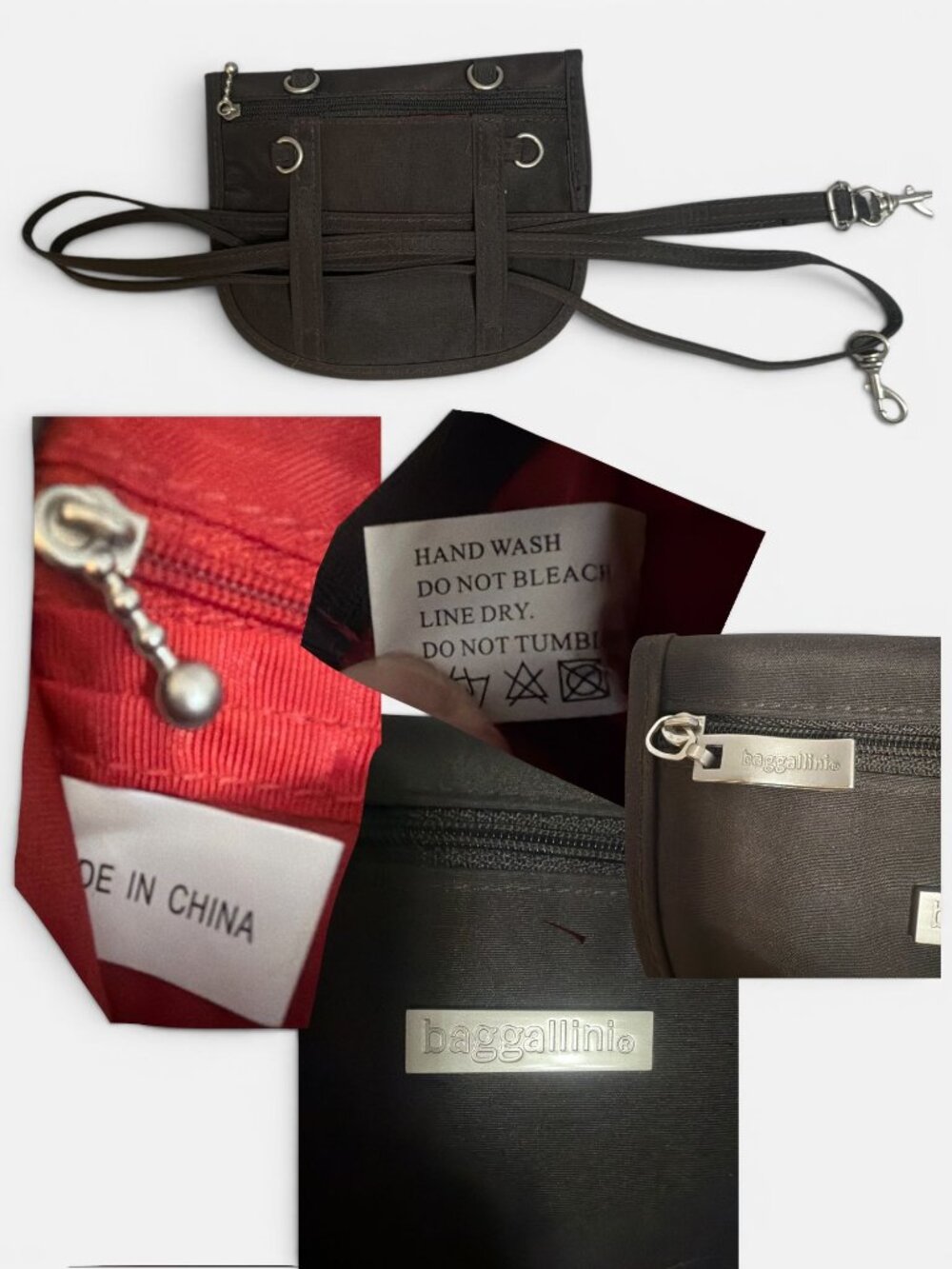 Baggallini Set Large Zipper Bag Mini Belt Pouch Black Nylon Crossbody Organizer - Picture 6 of 11
